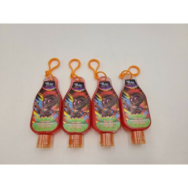 Trolls Hand Sanitizer Cherry Scented for Children 2 Fl. Oz. Lot of 4