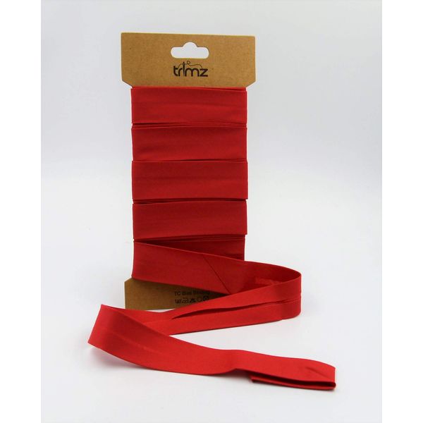 Trimz Poly Cotton Bias Binding, Red, 25mm x 5m