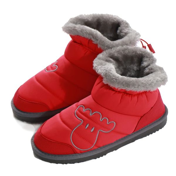 Mozu MZ-672 EN FANCE Fur Boots Slippers, Red [MZ-672]