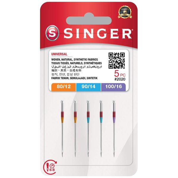 Singer 5 Mixed Needles for Sewing Machine 2020 (80/12-90/14-100/16) - Uiversali