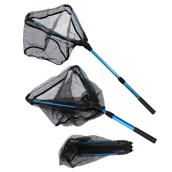 leanking Fishing Net, Landing Net, Foldable, Aluminum, Increases Fishing Success Rate, Ultra Lightweight, For Freshwater/Saltwater/Stream Fishing, Compact, blue