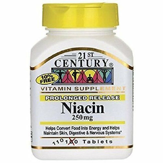 21st Century Niacin 250mg Vitamin Prolonged Release Tablets 110 Count Pack of 3