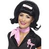 Smiffys 50's Flicked Beehive Bob with Ribbon Bow - Black