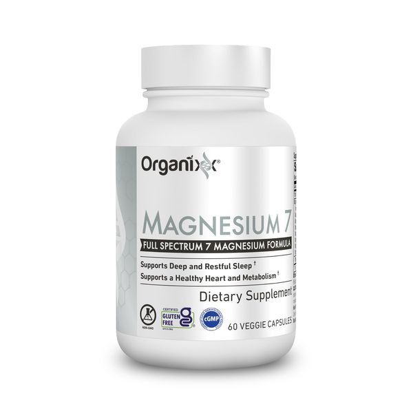 Organixx Magnesium Supplement, Natural Calm Magnesium Capsules for Sleep Support, Muscle Recovery, with Vitamin B6 and Manganese Citrate and Glycinate, High Absorption, Vegan, Non GMO (60 Count)