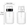 200ml Nail Cleaner Bottle Nail Pump Bottle Pump Dispenser Transparent Liquid Bottle Rotating Locking Makeup Removal Dispenser Bottles (Black & White 6 Pcs)