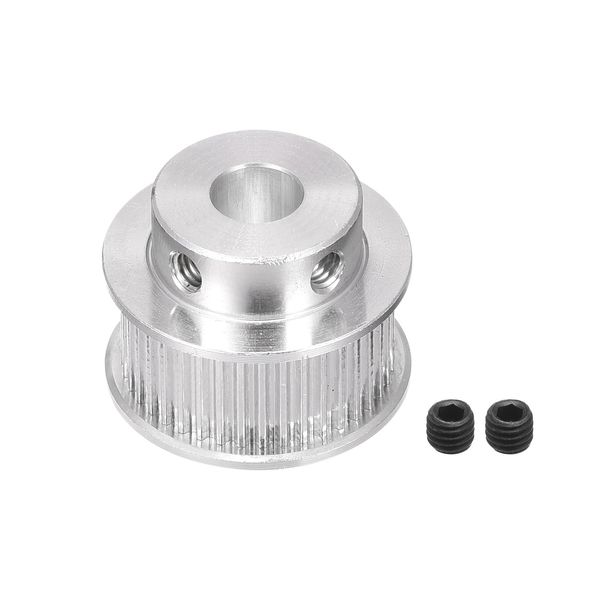 Rebower Synchronous Wheel Timing Pulley Aluminum Synchronous Wheel with Screw 10mm Width Belt for 3D Printers CNC Machines 40 Teeth 8mm Bore Silver Tone Pack of 1