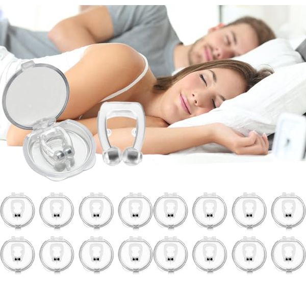 MUNSKT 16 PCS Magnetic Anti Snore Clip ，Reusable Silicone Snoring Nose Clips Device, Stop Snoring Devices Snore Stopper for Removal of Noise Relief Nasal Dilator for Women/Men