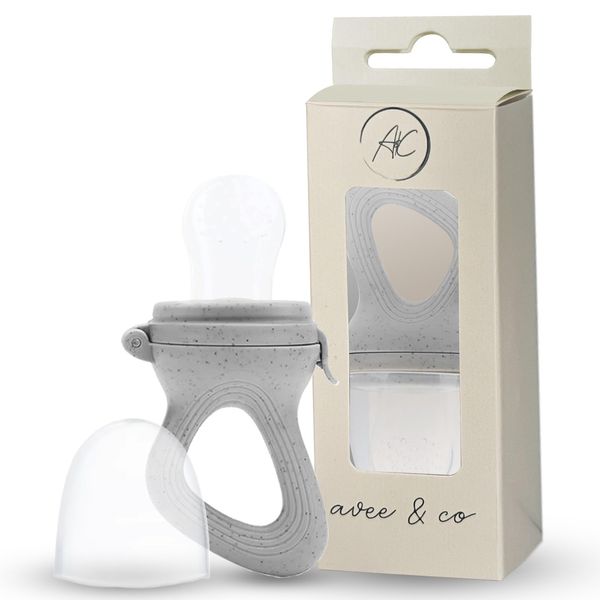 Avee & Co Silicone Teething Pacifier and Fresh Fruit Feeder, Baby Pacifier for Teething, Toddler Teething Toy (Grey)