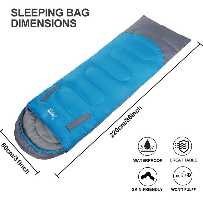 Desert&Fox Camping Sleeping Bag, Lightweight 4 Season Warm & Cold Envelope  Backpacking Sleeping Bag for Outdoor Traveling Hiking