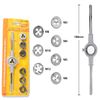 S.fields.inc Tap Dice Set Tap Handle, Dice Handle, Wrench, Round Dice, Threading, Thread Correction, 8 Piece (For Male Thread)