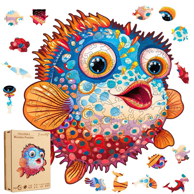 JoGenii First Puzzles Marine Animals Jumbo Wooden Puzzles- Set of 5 puzzles