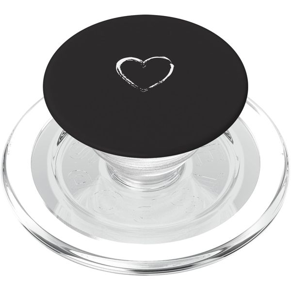 White Heart Black PopSockets PopGrip for MagSafe