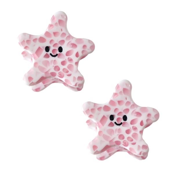 Mini Starfish Hair Clips,Cellulose Acetate Hair Clips,Small Claw Clips for Girl,Hair Accessories,Pack of 2