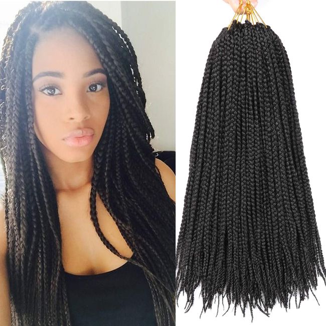 7 Packs Goddess Box Braids Crochet Hair 18 Inch Prelooped Crochet Box Braids Crochet Hair for Black Women Braiding Hair (18 Inch 7 Packs, 1B)