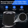 High Performance Cold Air Intake Air Filter 3", 3.5", 4" Inlet, 6.5" Tall Black