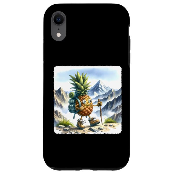 iPhone XR Pineapple Hiking Up Mountain With Backpack. Walking Terrain Case