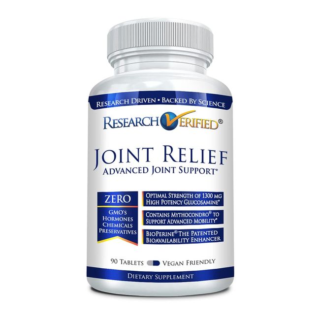 Research Verified Joint Support - 100% Natural Glucosamine, MSM, Turmeric, Boswellia, BioPerine - Vegan - 90 Capsules -1 Month Supply