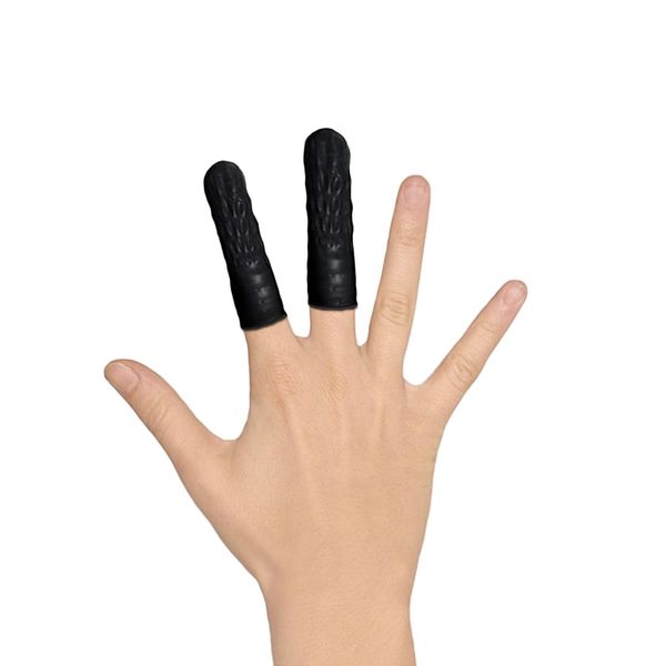 EUROPAPA® 100x Latex Finger Cots, Finger Protection, Antistatic General Rubber Finger Tip for Cosmetics, Cleaning (Black, M)