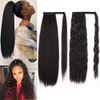 YEESHEDO 2 Pack Ponytail Extensions, Wrap Around Yaki Ponytail Extension and Curly Ponytail Magic Hairpiece Synthetic Hair Extension For Women (24inch,Black)