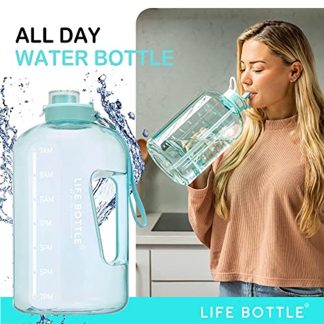 1 Gallon Water Bottle with Times to Drink - Motivational Large 128 oz Water  Jug with Straw & Strap & Handle, BPA Free Big Water Bottle for Daily