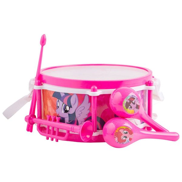 Sakar My Little Pony Six Piece Kids Drum Kit Musical My Little Pony Toys, Drum Set for Kids Music & Education, Comes with 4 Kids Instruments, 2 Drum Sticks, Bonus Toy Strap for Drums