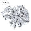 sourcing map #10-32 Rivet Nuts Aluminium Alloy Knurled Flat Head Threaded Insert Nut 60pcs