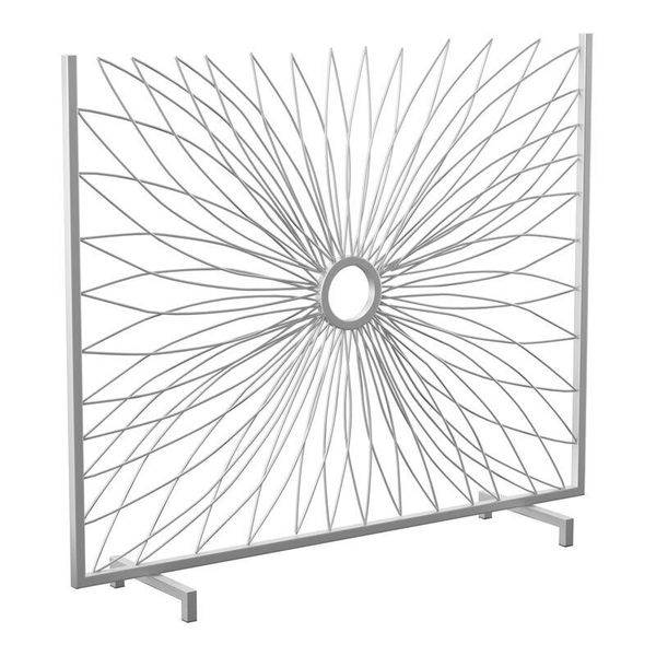 SEI Furniture Jandra Decorative Iron Metal Fireplace Screen in Silver