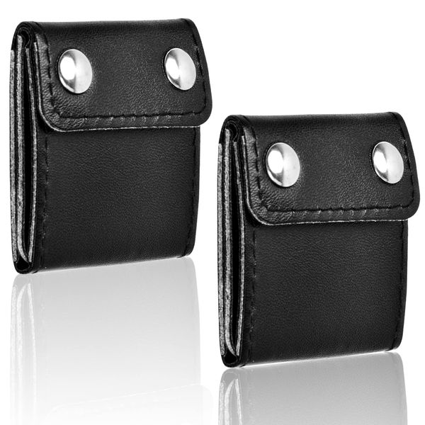 Pack of 2 Car Seat Belt Adjuster, Comfort Universal PU Leather Car Seat Belt Clip, Seat Belt Positioner, Black, 5 x 5.5 cm