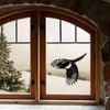 Medium 210mm 'Flying Magpie' Clear Static Window Cling Sticker/Decal (Black) (WC00067877)