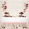 PLULON White and Rose Gold Dot Tablecloth White and Rose Gold Table Cover 137 x 274cm Plastic Rectangle Table Cover for Rose Gold Party Birthday Table Decorations