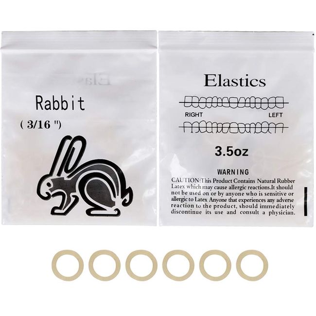 RZJZGZ 5 Packs Orthodontic Elastics Braces Dental Elastic Rubber Bands for Teeth Gap (Rabbit 3/16")