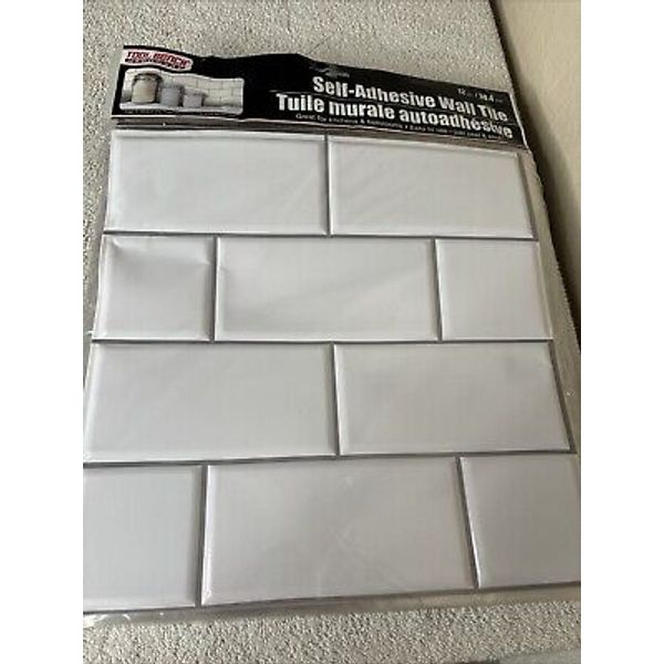 4 PACK Of Tool Bench Hardware Self Adhesive DIY White Wall Tile, 12 in.