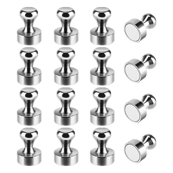 Super Strong Magnetic Pins, Magnetic Push Pins, Magnetic Hooks, Magnetic Pins, Set of 16, Perfect for Refrigerator, Map, Whiteboard, Office (16 Pack)