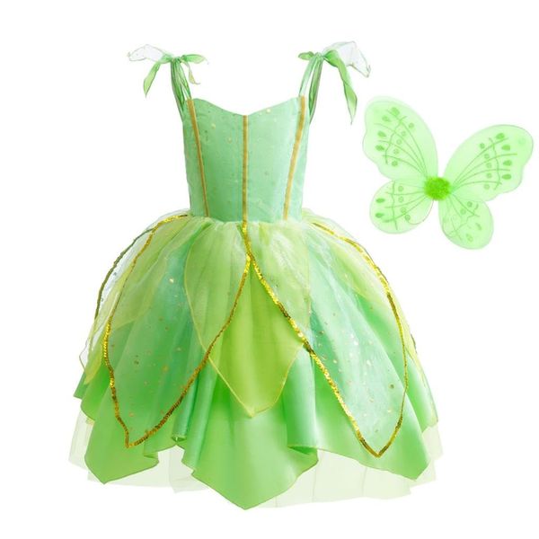 Dressy Daisy Green Fancy Fairy Halloween Costume Birthday Party Dress Up with Butterfly Wings for Little Girls Size 14