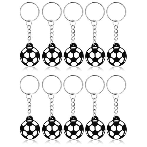 Football Keychain, Pack of 10 Mini Sports Ball Keyrings, Football Key Chain Children for Backpack Decoration, Key Chain for Football Party Decorations, white black