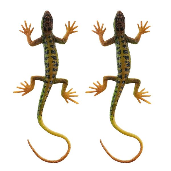 TOYANDONA 2 Pcs Lizard Figurine Gecko Artificial Model Reptile Fake Lizards Wilde Life Creatures Kids Educational Toys Action Figure Trick Toys