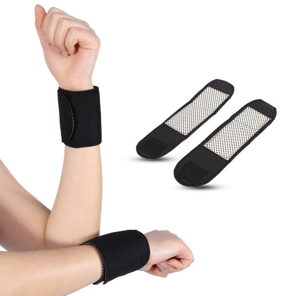 Heated Wrist Brace, 1 Pair Self Heating Tourmaline Magnetic Therapy Wrist Wrap Relieves Joint Pain and Stiffness, Wrist Brace Support Protector Ideal for Arthritis Sports Injuries Daily Activities