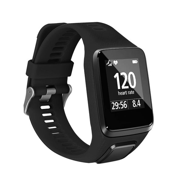 kwmobile Ersatzarmband kompatibel mit Tomtom Adventurer/Runner 3/Spark 3/Golfer 2 Armband - Fitnesstracker Band aus Silikon in Schwarz