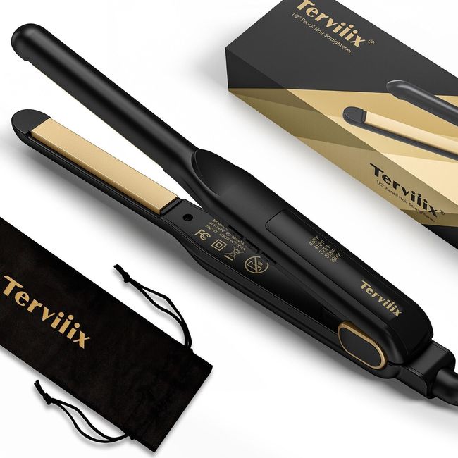 Terviiix 1/2" Small  hair straightener flat iron for Straighten & Curl in 1