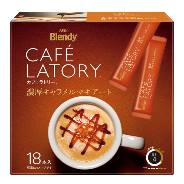 Ajinomoto AGF Blendy Cafe Rattle, Granules, Thick Caramel Macchiato, Pack of 18