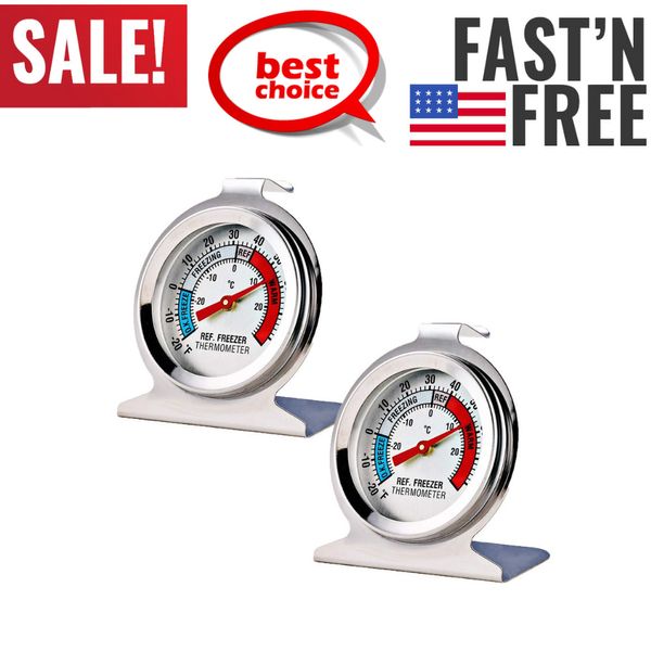 2 Pack Refrigerator Freezer Thermometer Large Dial Temperature Gauge For Cooking