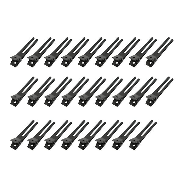 26 Pcs 1.8 Inches Hairdressing Double Prong Curl Clips Black Metal Alligator Hair Clips Styling Clips for Salon Hair Extensions