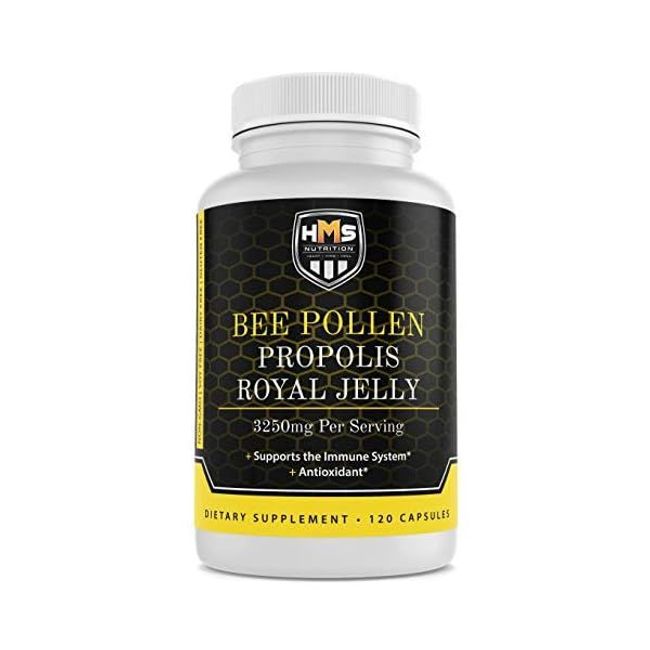 HMS Nutrition Bee Pollen Propolis Royal Jelly 3250mg 120 Vegetarian Capsules, 1 EA, 120 Tablets