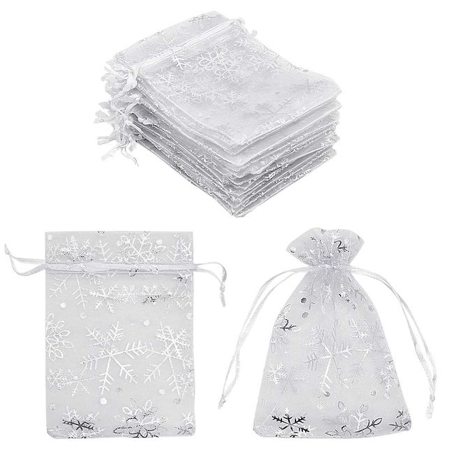 100PCS White Organza Jewelry Bags Drawstring 3 x 4 inch, Little