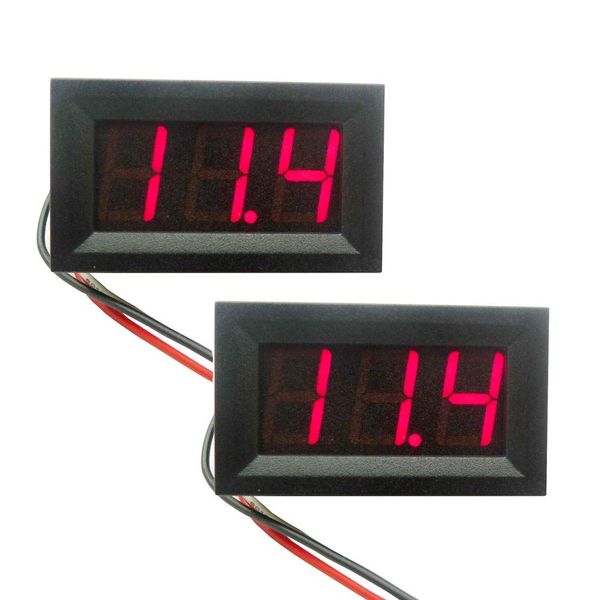 VKLSVAN 2pcs 0.56" 3 Wire DC0-100V Red LED Digital Voltmeter