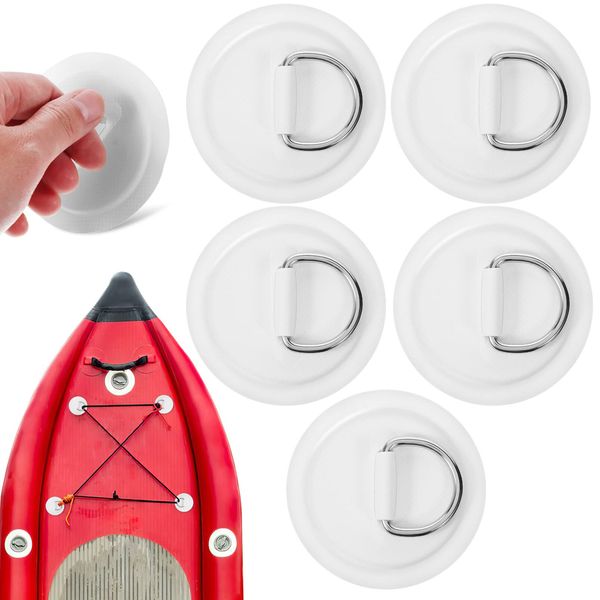 BESPORTBLE D-Ring-Pads Kajak Edelstahl Pad/Patch D Ringe aufblasbares Boot D-Ring-Patch Für Schlauchboot Kajak Kanu Surfbrett Paddle-Board 5 Stück
