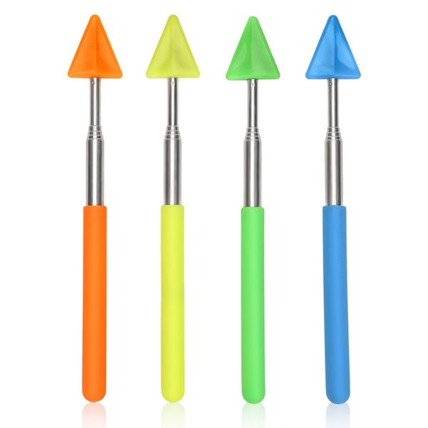 4pcs Teacher Pointer Stick Arrow, Telescopic Hand Pointer Stick Funny Arrow Triangular Retractable Pointing Extendable Handheld Guiding Teaching Stick for School Kids Office Presentation Classroom