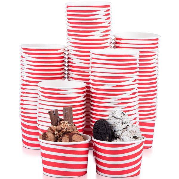 TYPTOP Ice Cream Cups - 100 Pack Ice Cream Sundae Cups, Frozen Yogurt Dessert Cups