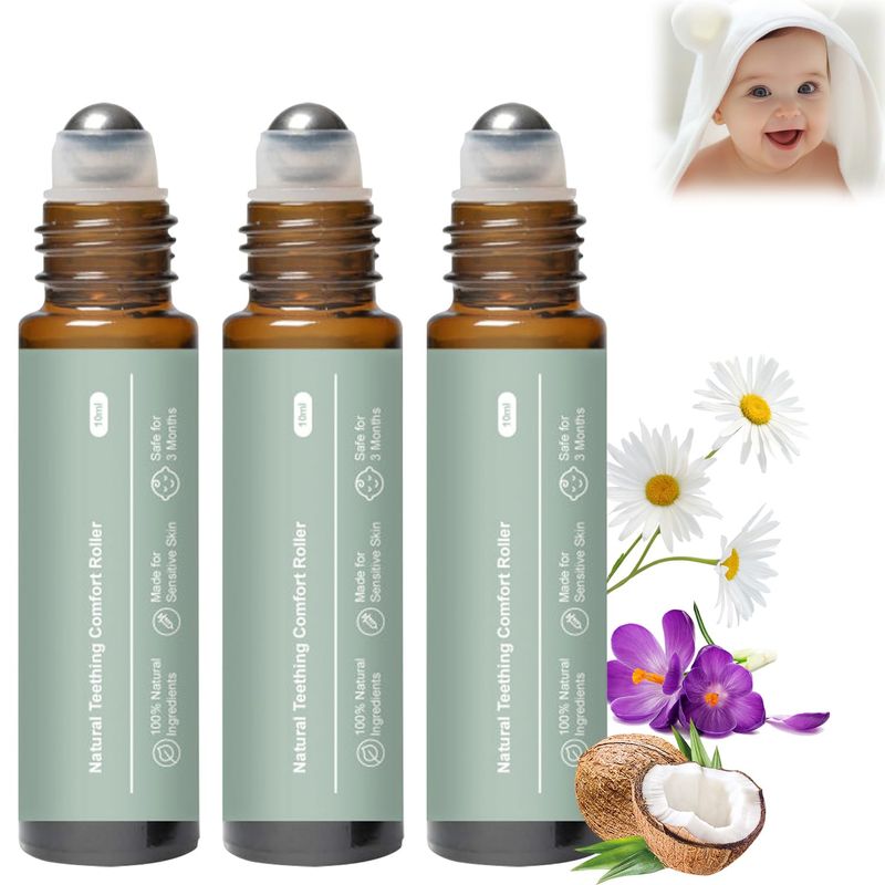 3Pcs Mamas Teether: Baby Teething Oil Roller,Natural Gentle Teething ...