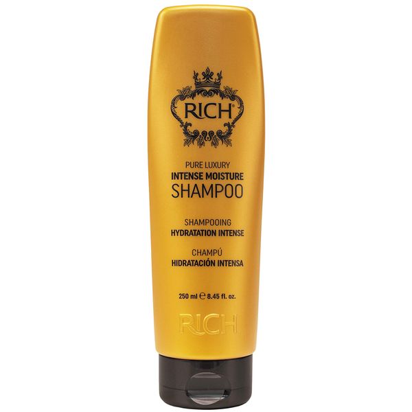 RICH Pure Luxury Intense Moisture Shampoo with Hydrolyzed Keratin and Wheat Protein for All Hair Types - Smoothing & Hydrating - Prevents Breakage, Heat Damage & Frizz, 8.45 Fl oz